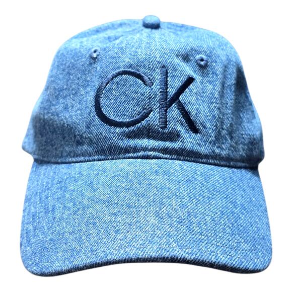 Calvin Klein Denim CK Logo Baseball Cap Blue Jean Dad Hat Adjustable Strapback - Picture 2 of 9